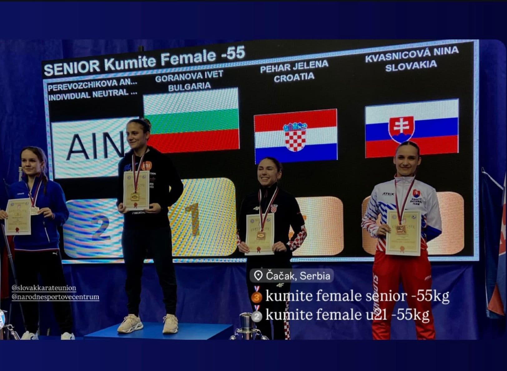 Nina Kvasnicová  na turnaji v Srbsku: Striebro v U21 a bronz medzi seniorkami!