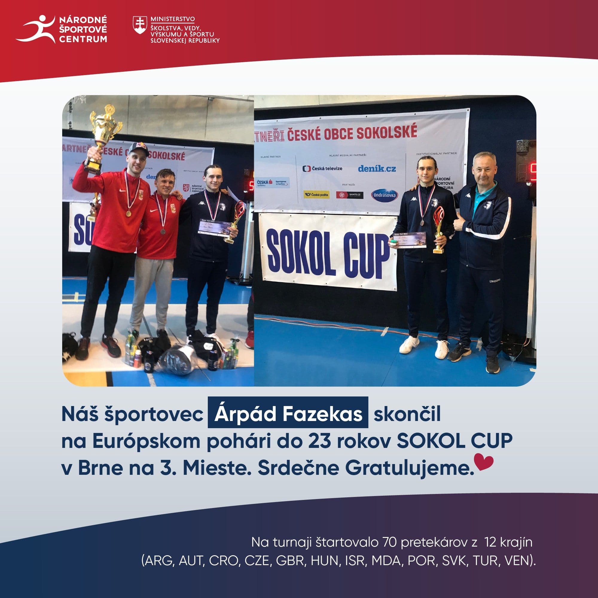 Árpád Fazekas skončil na 3. mieste na Európskom pohári  SOKOL CUP
