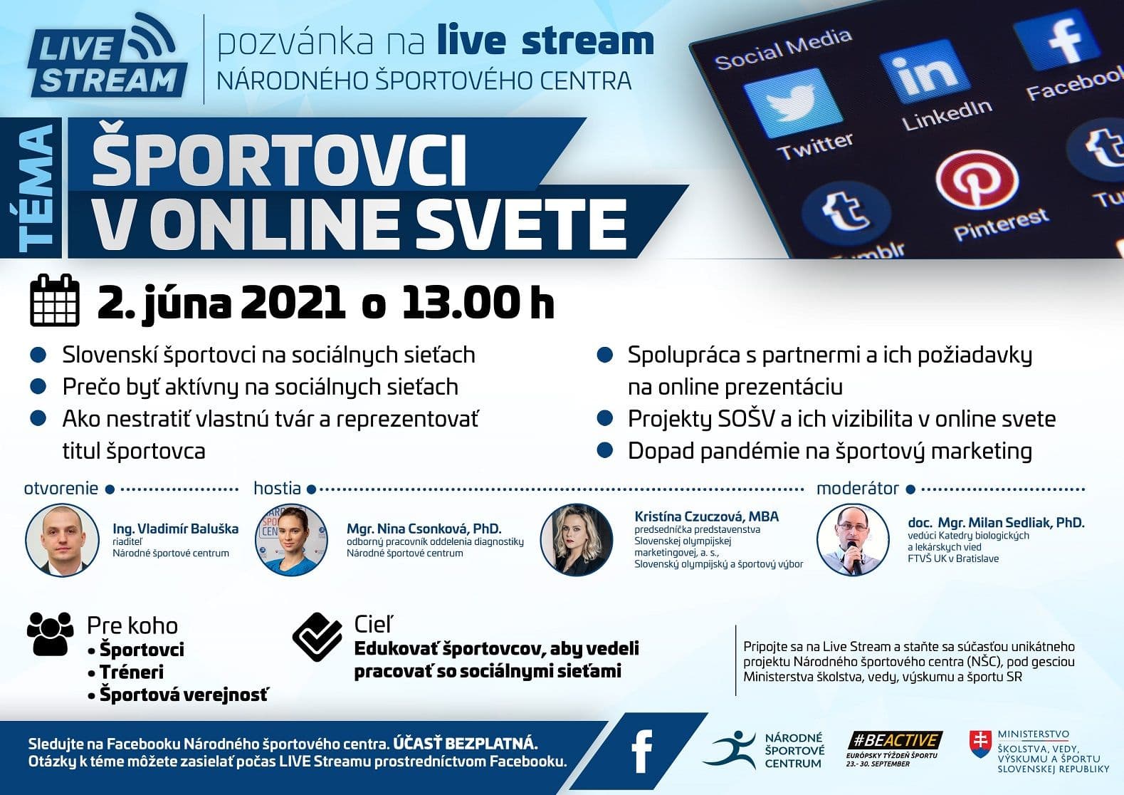 Livestream NŠC: Športovci v online svete