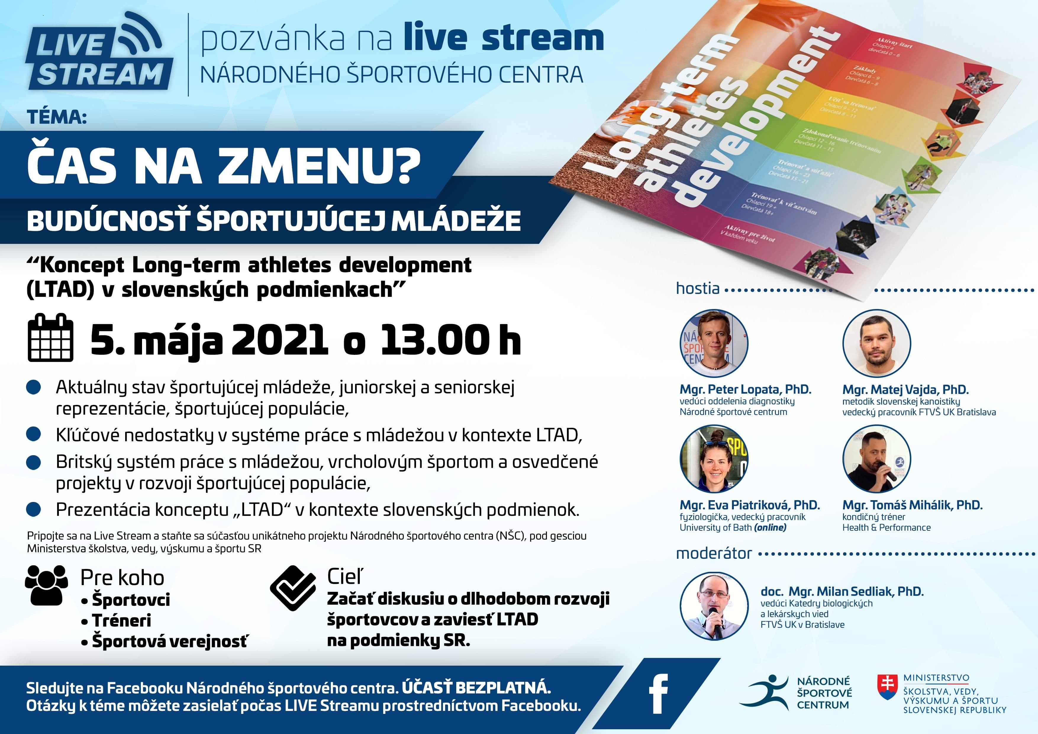 Livestream NŠC: Čas na zmenu? Budúcnosť športujúcej mládeže