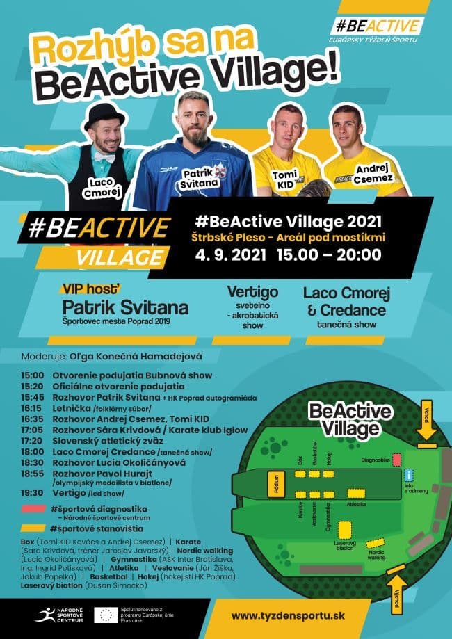 Tomi KID, Laco Cmorej či Patrik Svitana. #BeActive village v Európskom týždni športu rozhýbe celé Tatry